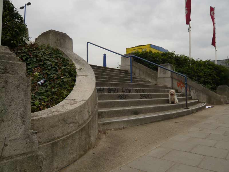 steps to former Packard factory